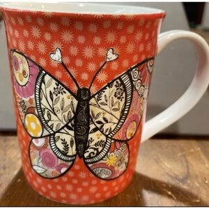 Susan Black for Studio Demdaco "Love Life" Butterfly Orange 2015 Coffee Cup